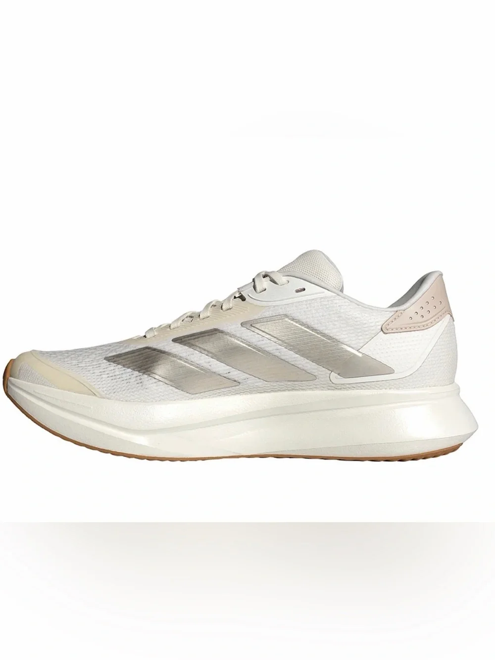 adidas women’s Duramo Sl 2 gold Sneakers in White and Beige with gray stripes